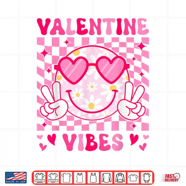 Design Groovy Valentine Vibes Women Teens Girls Kid Flower Shirt