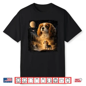 Retro 90S Cavalier King Charles Spaniel Howling At The Moon Shirt