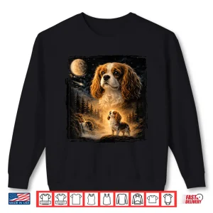 Sweatshirt Retro 90S Cavalier King Charles Spaniel Howling At The Moon Shirt