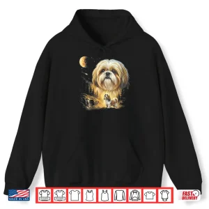 Hoodie Shih Tzu Howling To The Moon Vintage Shirt