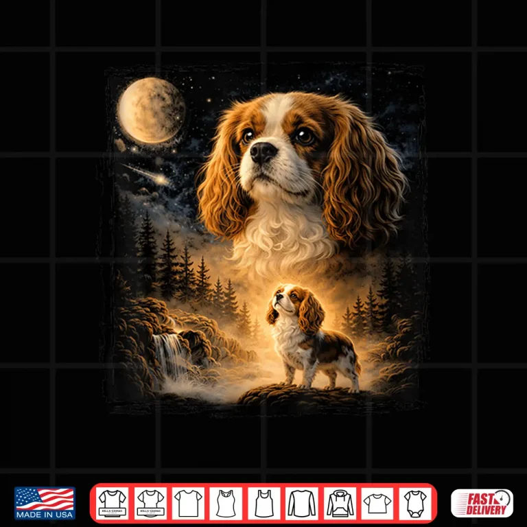 Design Retro 90S Cavalier King Charles Spaniel Howling At The Moon Shirt