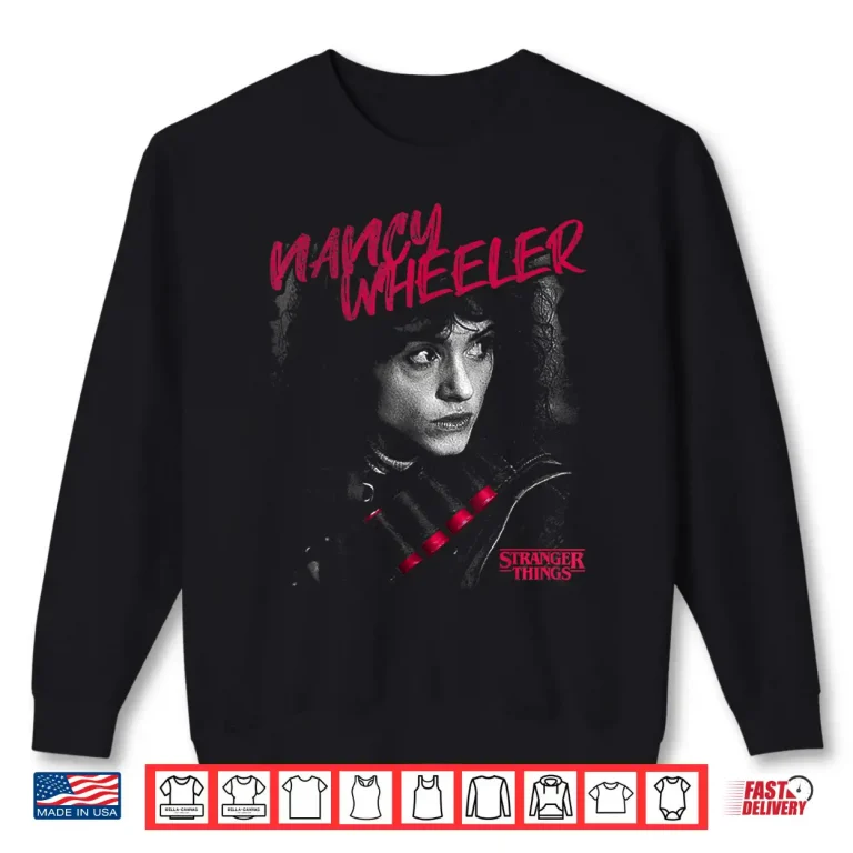 Sweatshirt Stranger Things Nancy Wheeler Black And White Red Cartridges Shirt