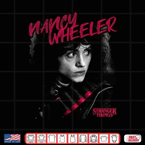 Design Stranger Things Nancy Wheeler Black And White Red Cartridges Shirt