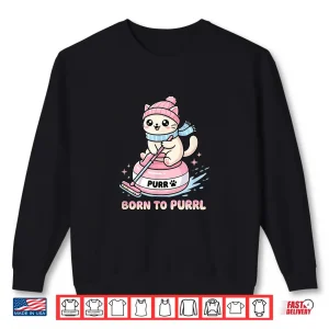 Sweatshirt Curling Cat Born To Purrl Winter Sports Team Shirt