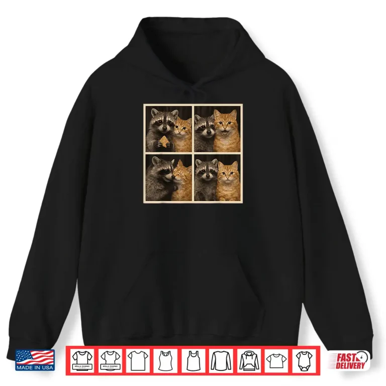 Hoodie Orange Cat And Raccoon Photobooth Selfie Valentine Shirt
