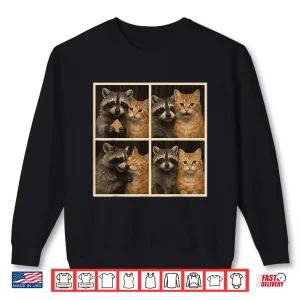 Sweatshirt Orange Cat And Raccoon Photobooth Selfie Valentine Shirt