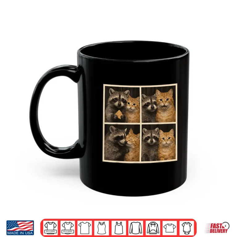 Mug Orange Cat And Raccoon Photobooth Selfie Valentine Shirt