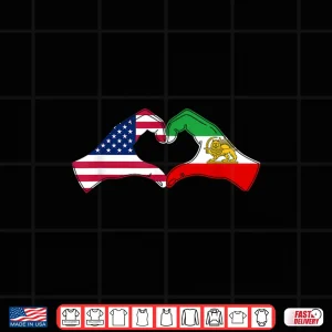 Design Persian American Flag USA Persia Heritage Heart Shirt