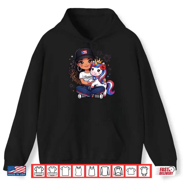 Hoodie Princess Unicorn Boricua Flag Toddler Puerto Rican Shirt