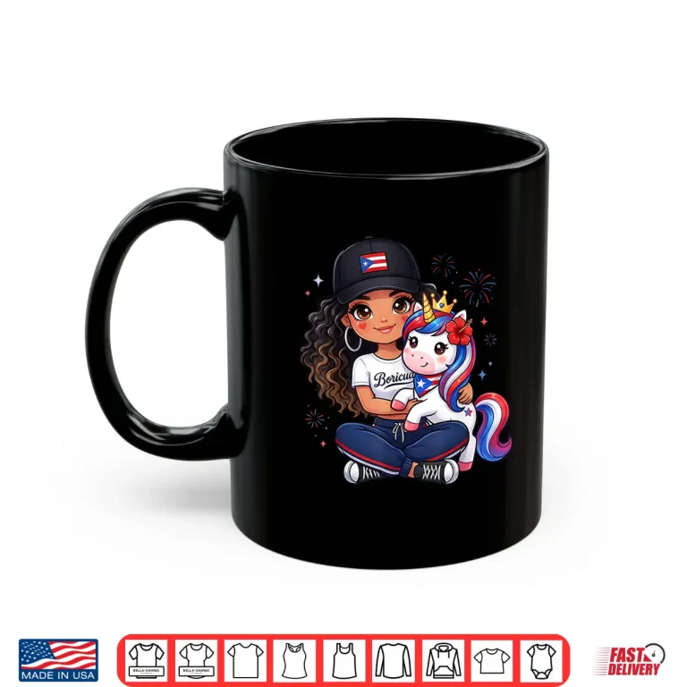 Mug Princess Unicorn Boricua Flag Toddler Puerto Rican Shirt