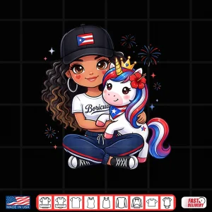 Design Princess Unicorn Boricua Flag Toddler Puerto Rican Shirt