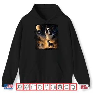 Hoodie Vintage 90S Boston Terrier Howling At The Moon Shirt
