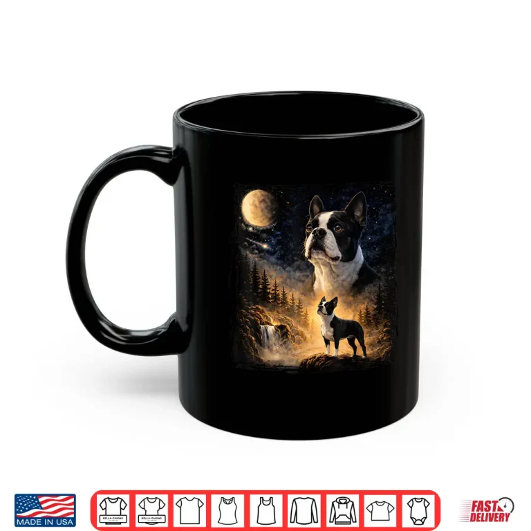 Mug Vintage 90S Boston Terrier Howling At The Moon Shirt