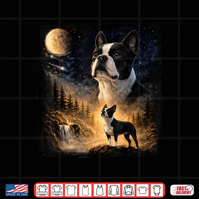 Design Vintage 90S Boston Terrier Howling At The Moon Shirt