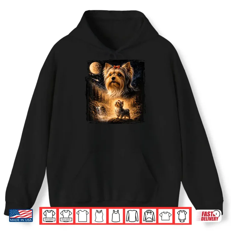 Hoodie Vintage 90S Yorkshire Terrier Howling At The Moon Shirt