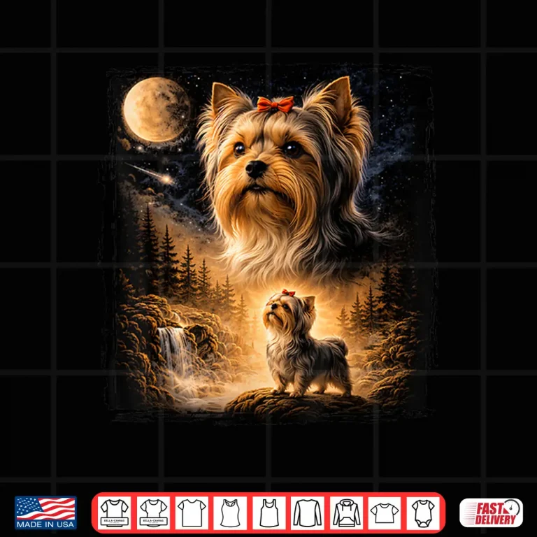 Design Vintage 90S Yorkshire Terrier Howling At The Moon Shirt