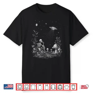 Skeleton Ufo Aliens Designer Graphic Novelty Shirt