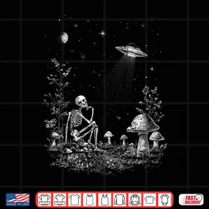 Design Skeleton UFO Aliens Designer Graphic Novelty Shirt 1