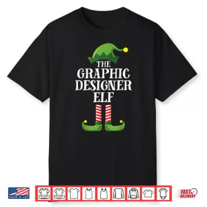 Black-T-Shirt-Graphic Designer Elf Matching Family Group Christmas Party Shirt