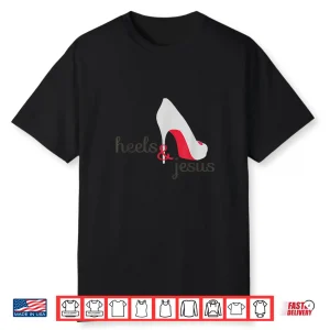 Black-T-Shirt-Heels  Jesus Christian Designer Shoe Graphic Shirt