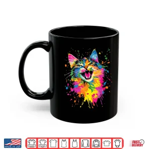 Mug Design With A Cat On It Vintage Rainbow Cat Shirt