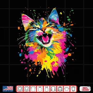 Design Design With A Cat On It Vintage Rainbow Cat Shirt