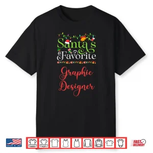Black-T-Shirt-Santas Favorite Graphic Designer Holiday Top Elf Profession Shirt