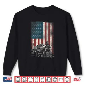 Sweatshirt Steam Train Driver Trainspotting Locomotive Flag Railroad Shirt