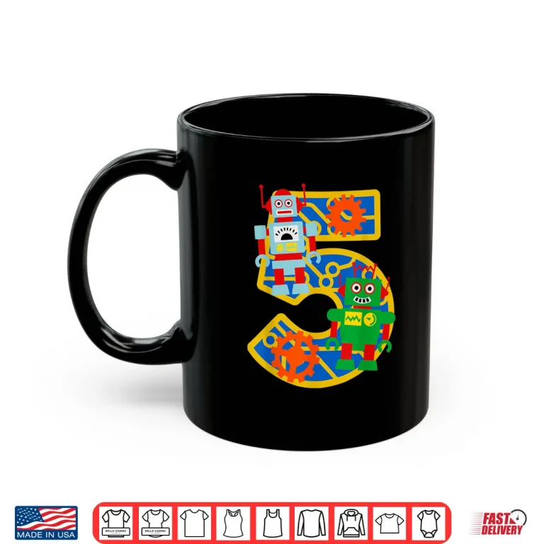 Mug 5Th Birthday Boy 5 Year Old Little Robot Robotics Engineer Shirt