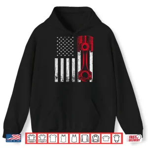 Hoodie Car Mechanic Us Flag Auto Engine Patriotic Garage Guy Shirt