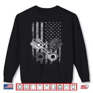 Sweatshirt Car Mechanic Piston Us Flag Auto Engine Patriot Garage Guy Shirt