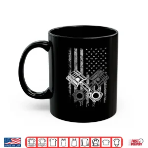 Mug Car Mechanic Piston Us Flag Auto Engine Patriot Garage Guy Shirt