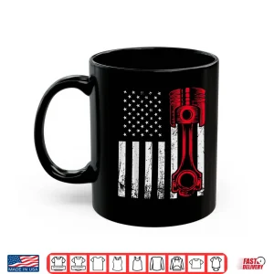 Mug Car Mechanic Us Flag Auto Engine Patriotic Garage Guy Shirt