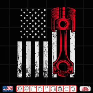 Design Car Mechanic Us Flag Auto Engine Patriotic Garage Guy Shirt