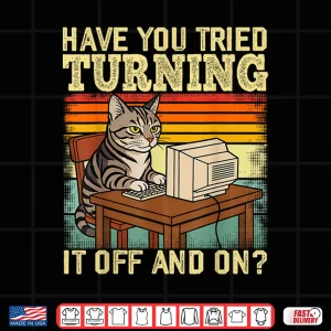 Design Cat Tech Engineer Support Humor Tech Computer It Guy Shirt