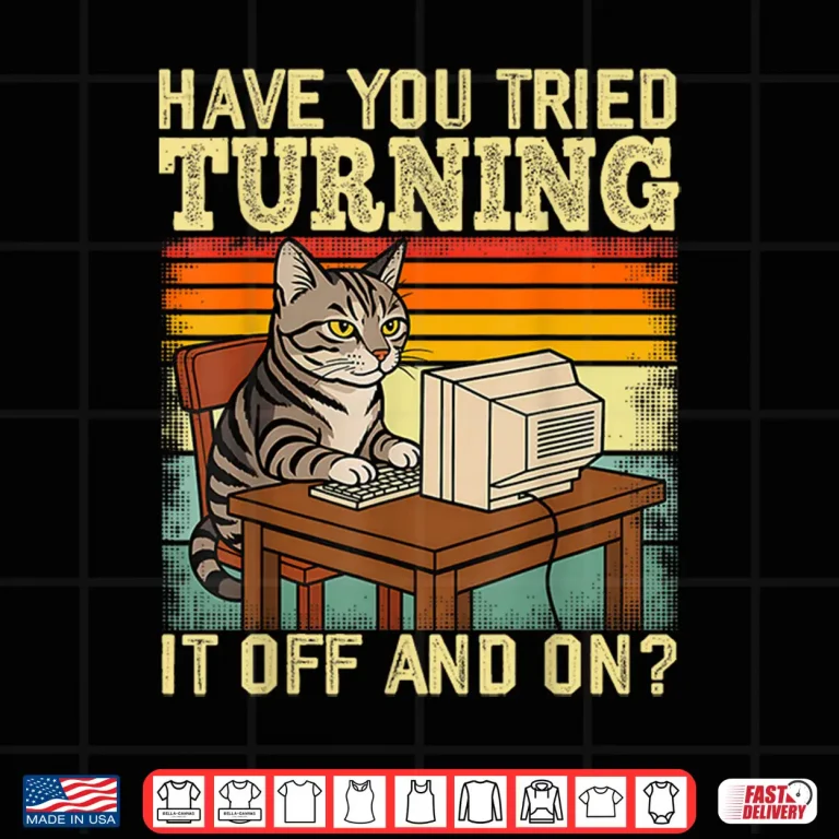 Design Cat Tech Engineer Support Humor Tech Computer It Guy Shirt