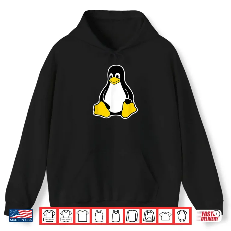 Hoodie Linux Tux Penguin Mascot Logo Open Source Software Engineer Shirt
