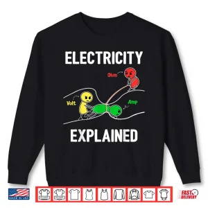 Sweatshirt Electricity Explained Volt Ampere Ohm Funny Electrician Shirt