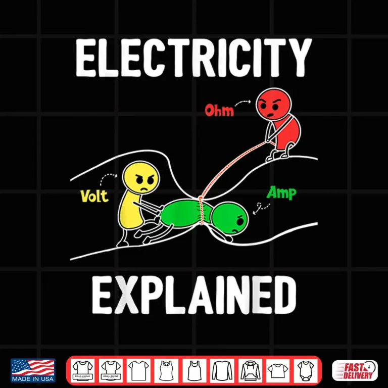Design Electricity Explained Volt Ampere Ohm Funny Electrician Shirt