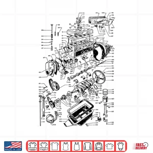 Design Engine Drawing Engineer Works Blocks And Mechanic Car Engine Shirt