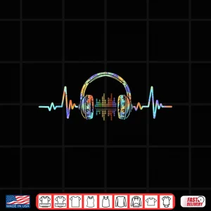 Design Heartbeat Headphone Tie Dye Sound Lover Engineer Producer Dj Shirt