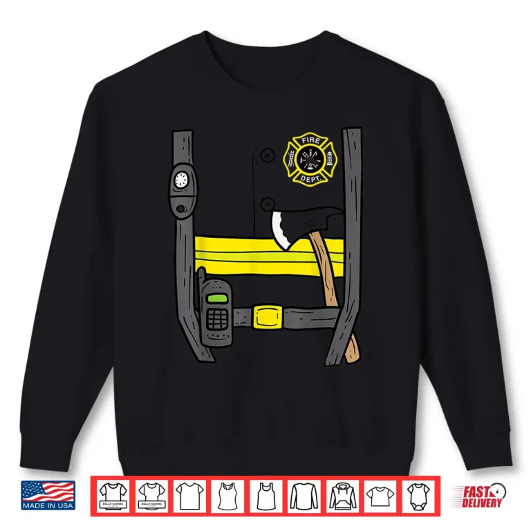 Sweatshirt Firefighter Fireman Easy Lazy DIY Halloween Costume Shirt