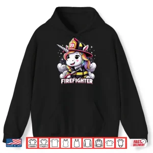 Hoodie Firefighter Unicorn Kids Girls Rainbow Firefighting Shirt