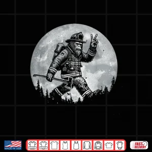 Design Firefighting Retro Bigfoot Firefighter Sasquatch Fireman Shirt