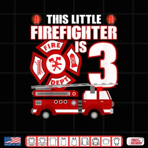 Design Kids 3 Year Old Firefighter Birthday Fire Truck 3Rd Gift Shirt