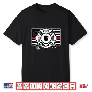 Kids 6Th Birthday Firefighter Fire Truck 6 Year Old Shirt
