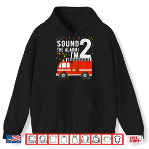 Hoodie Kids Fire Truck 2Nd Birthday Boy 2 Year Old Firefighter Shirt