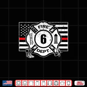 Design Kids 6Th Birthday Firefighter Fire Truck 6 Year Old Shirt