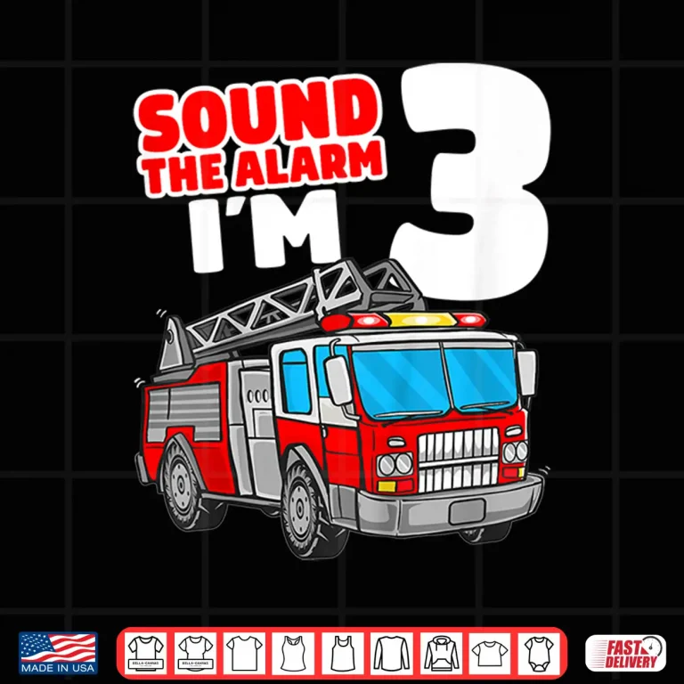 Design Kids Fire Truck 3 Year Old Firefighter 3Rd Birthday Boy Shirt