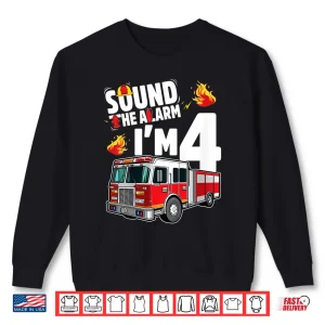 Sweatshirt Kids Fire Truck 4Th Birthday Boy Firefighter 4 Year Old Shirt